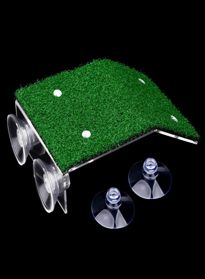 WEAVERBIRD Turtle Basking Platform with Turf, Tortoise Ramp Fish Tank Aquarium Platform, Tortoise Resting Terrace, Turtle Floating Dock with 2Pcs Suction Cups for Turtle, Reptile, Frog - Image 1